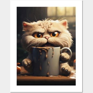 Funny Cat Drinking Posters and Art